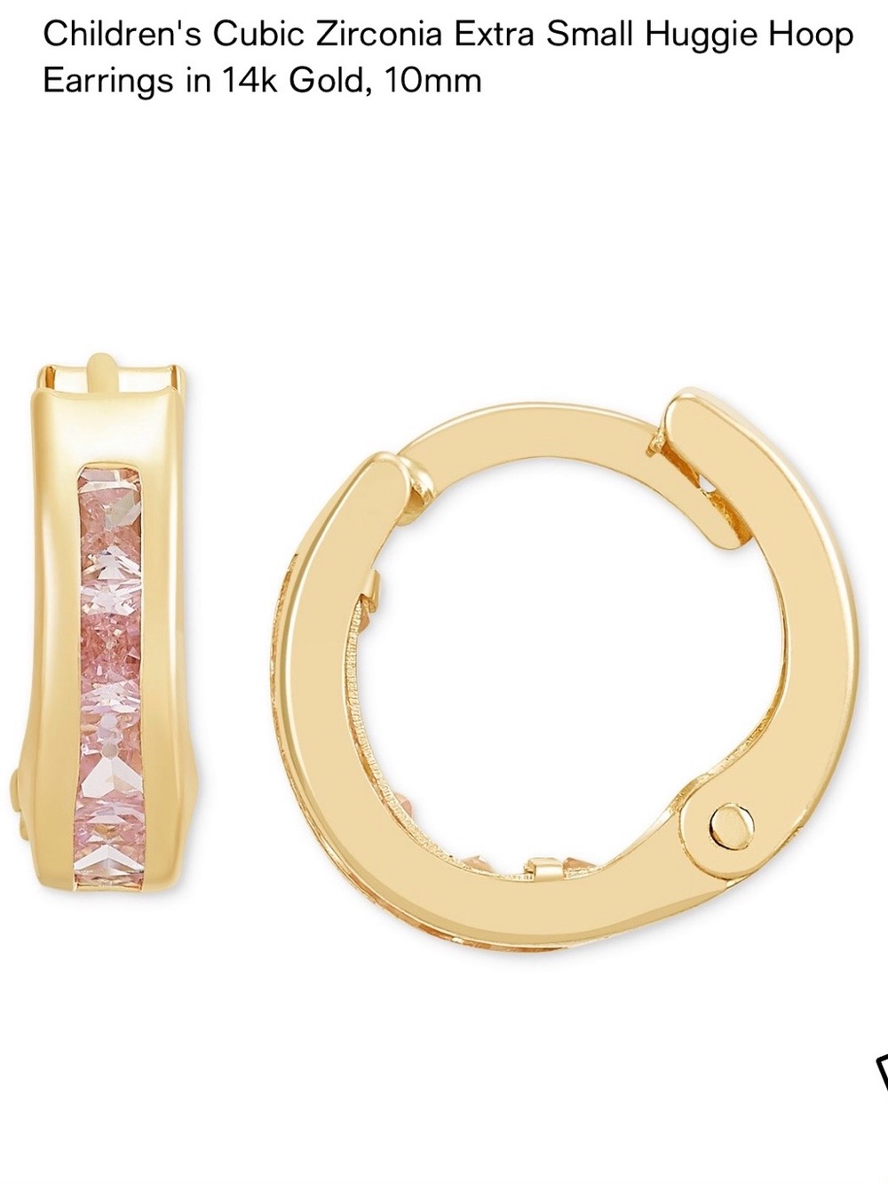 Macy's 14k Gold Huggie Hoop Earrings with Pink Cubic Zirconia